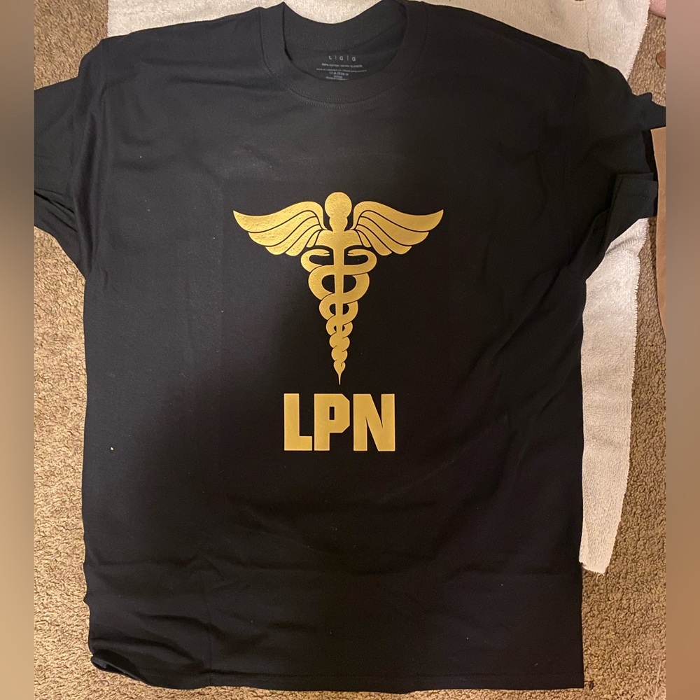 Nurse shirt, black and gold